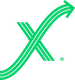 A green letter x with an arrow pointing up