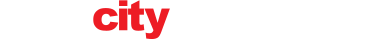 The word city is written in red on a white background.